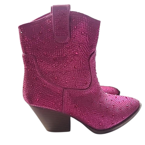 Women's Rhinestone Block Heel Mid Calf Short Ankle Booties Knee High Boots. 7.5 - Picture 6 of 9